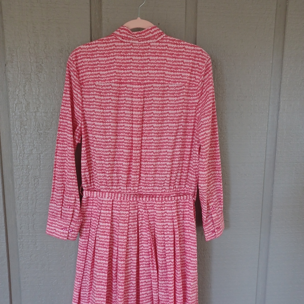 Tucker Allyson Midi Dress Size L Women Preppy In Raspberry Sound Organic Poplin - Picture 9 of 13